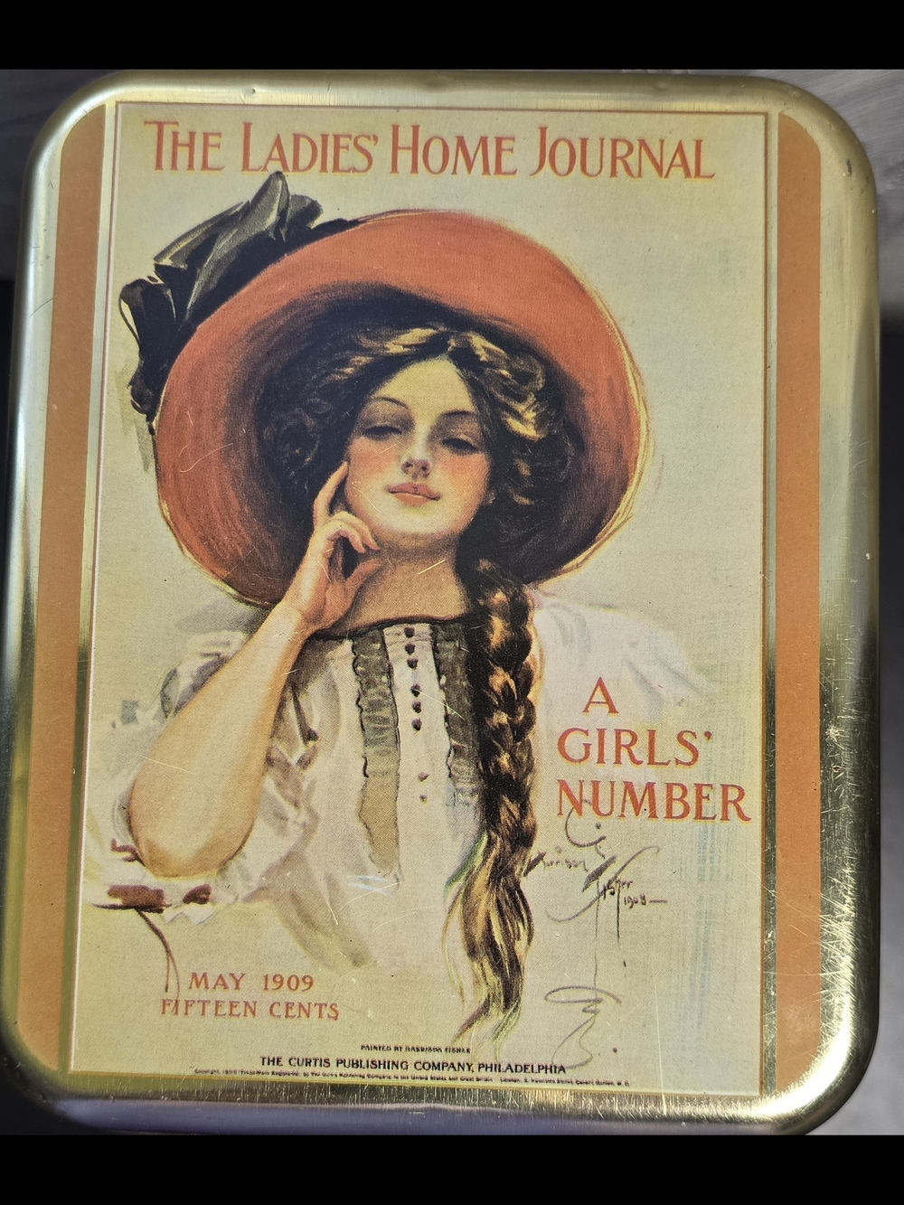 Collectable Vintage Ladies' Home Journal Decorative Tin - Orange